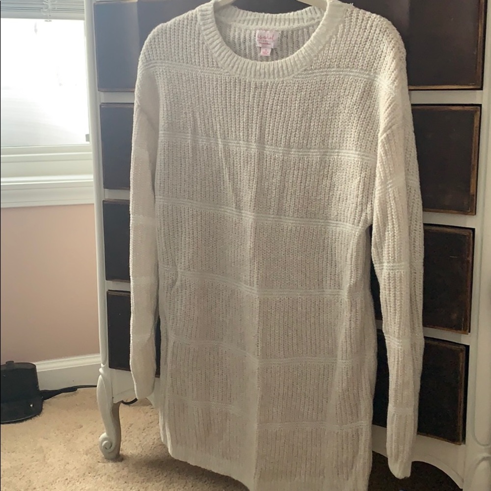 Cream and gold accent maternity sweater